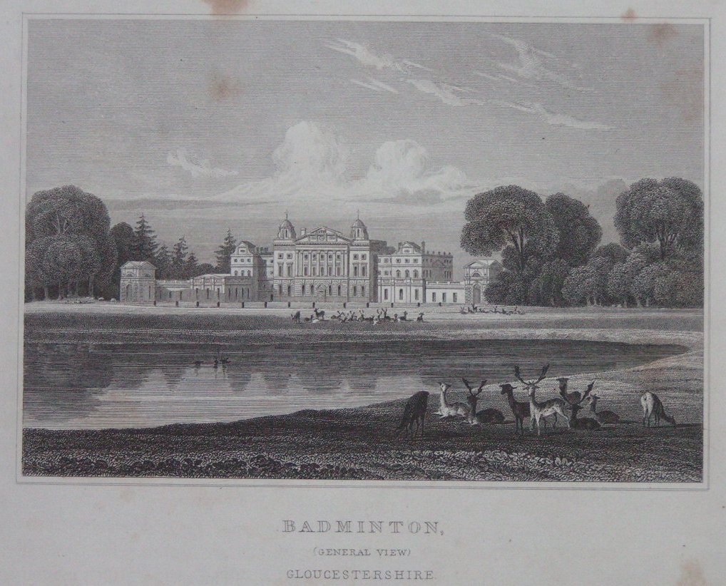 Print - Badminton, (General View) Gloucestershire. - Radclyffe